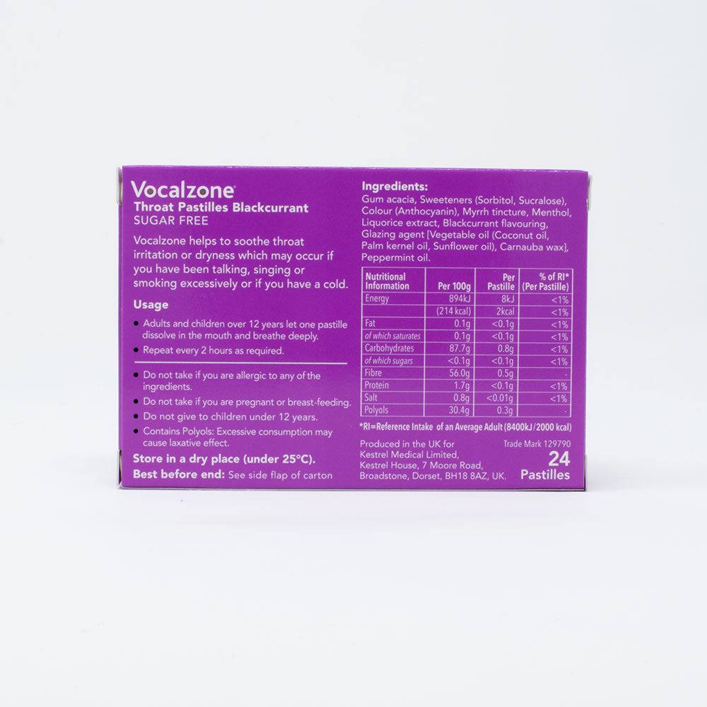 Vocalzone Throat Pastilles - Blackcurrant Sugar Free - Image 5