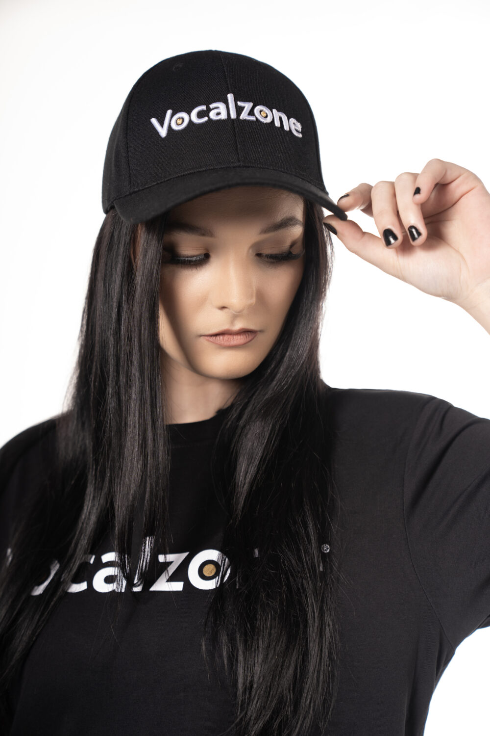 Vocalzone Baseball Cap worn by a female model.