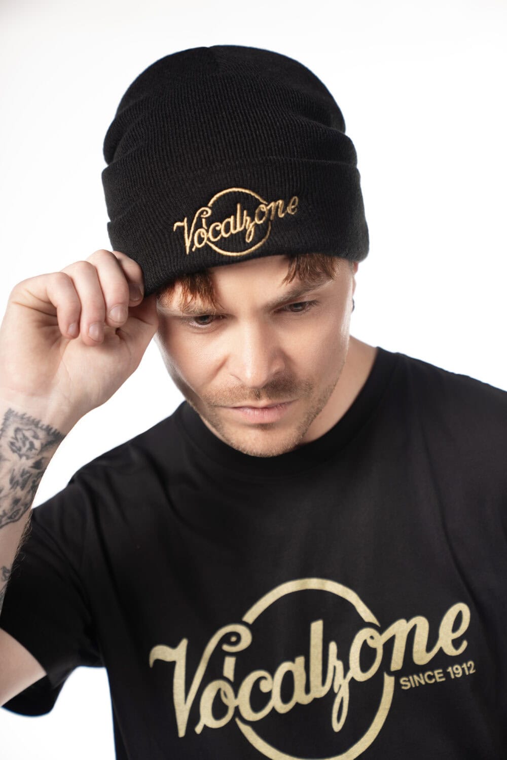 Vocalzone Classic Beanie worn by a male model.