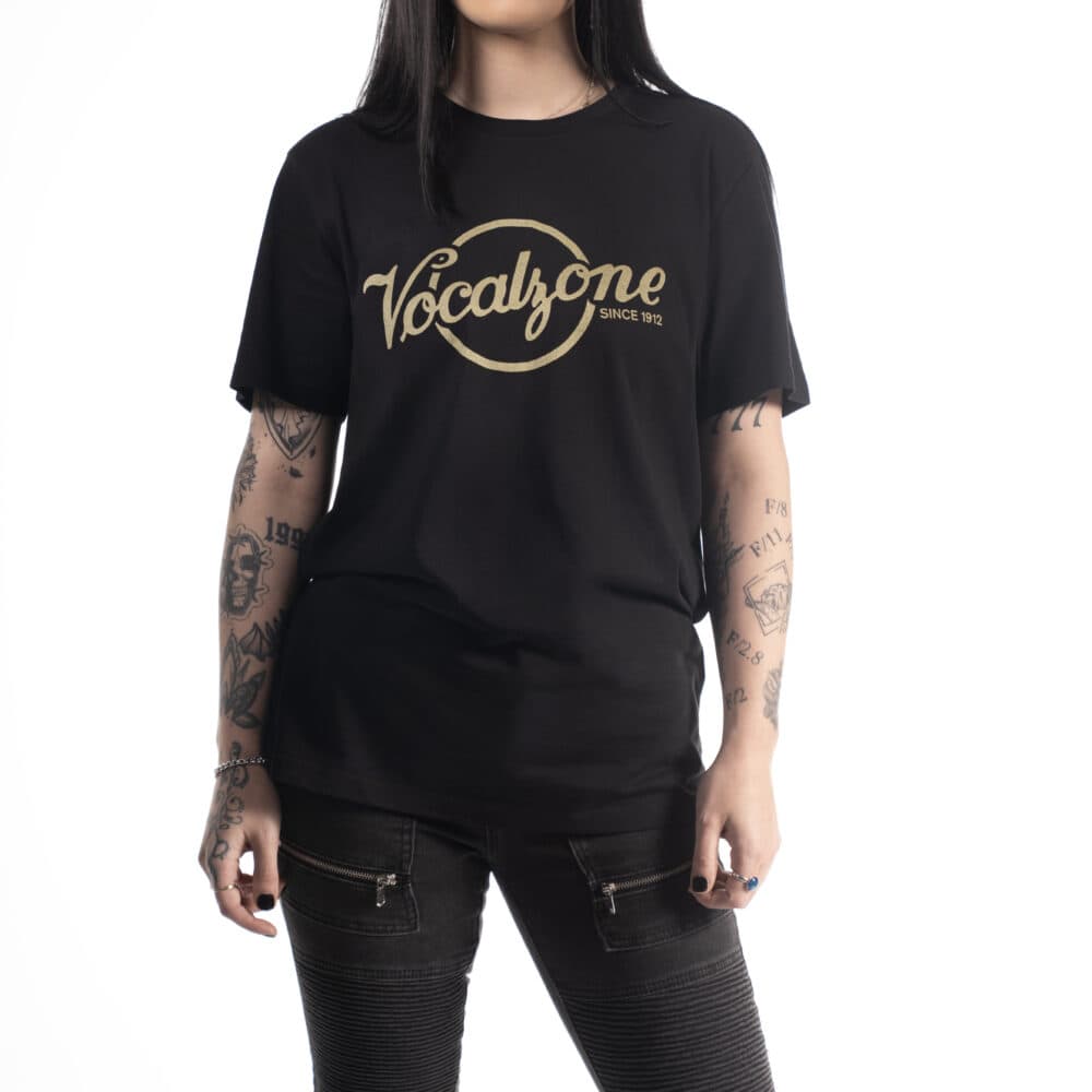 Vocalzone Vintage T-Shirt worn by a female model.