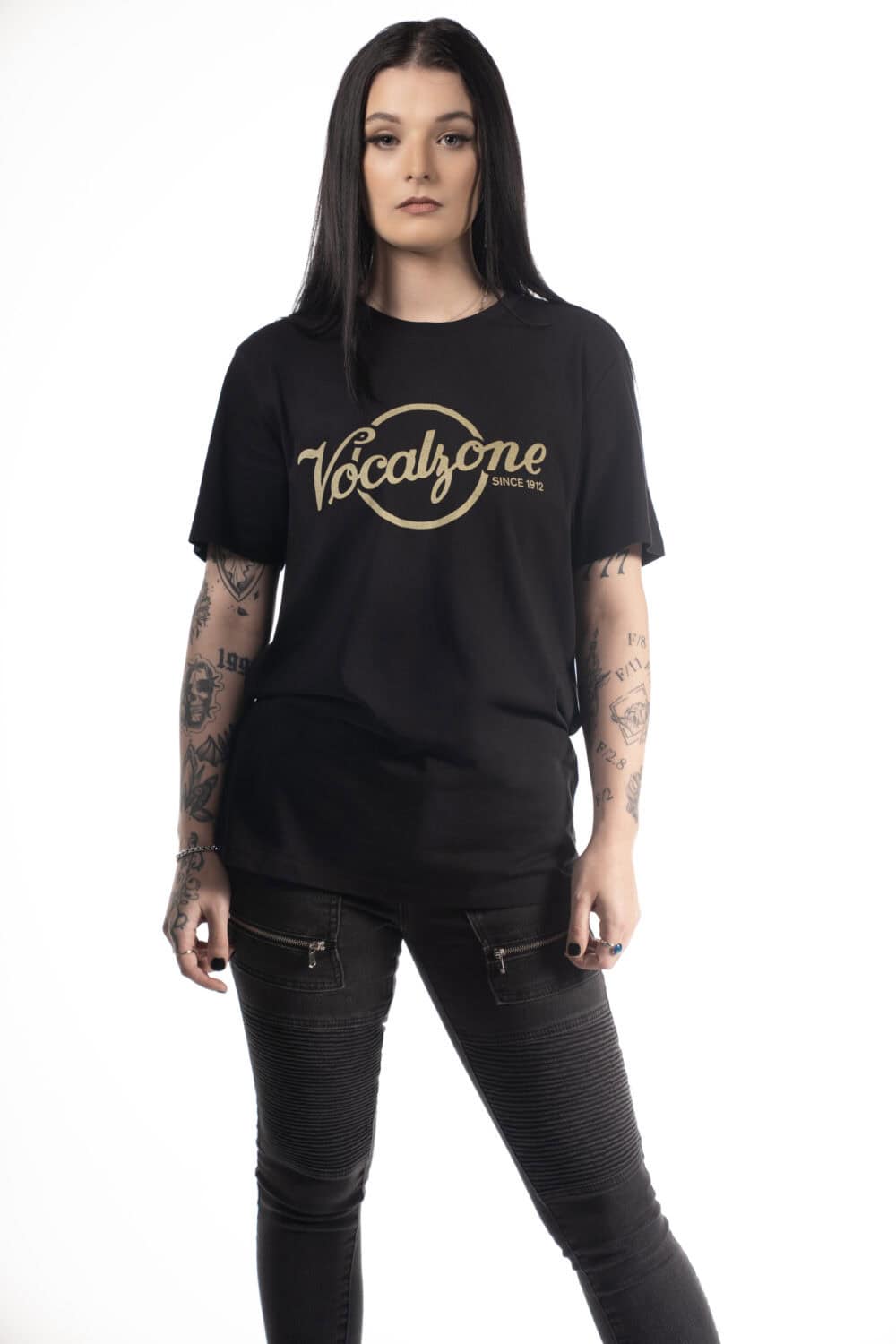 Vocalzone Vintage T-Shirt worn by a female model.