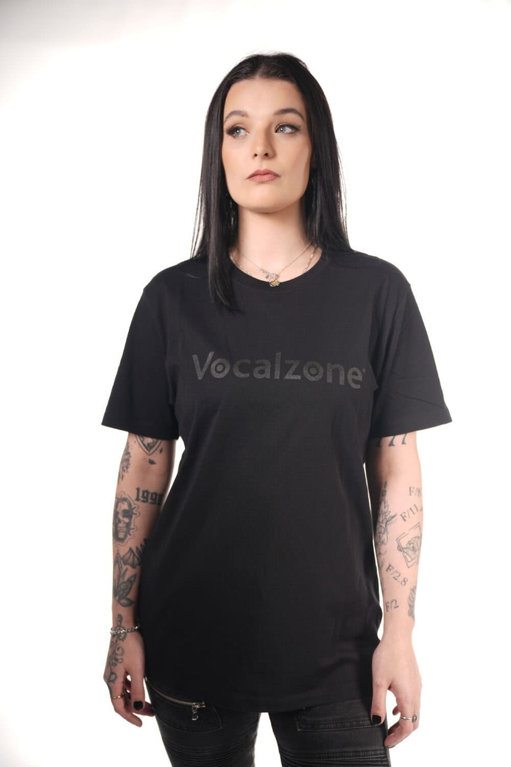 Vocalzone Stealth T-Shirt worn by a female model.