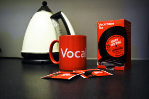 Vocalzone Tea with mug and kettle