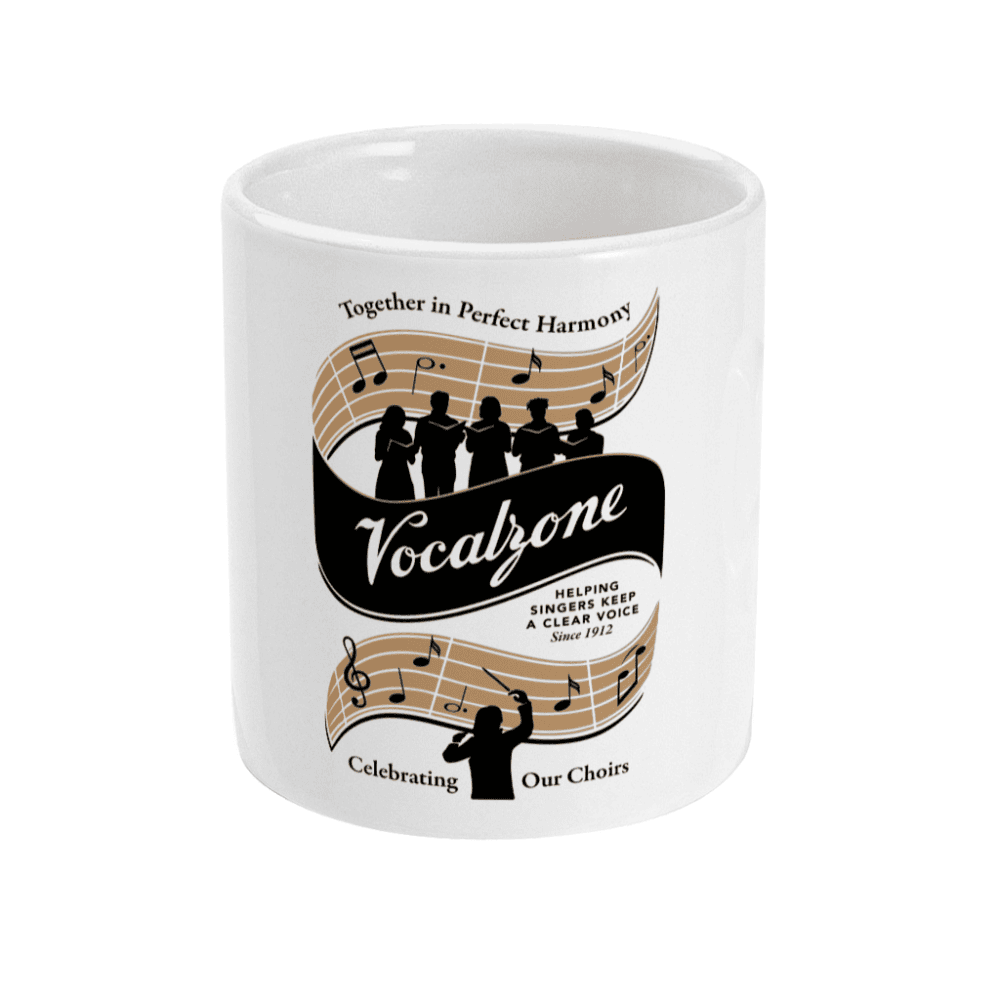 White 11oz Mug with Vocalzone Heritage Choir Logo (front)
